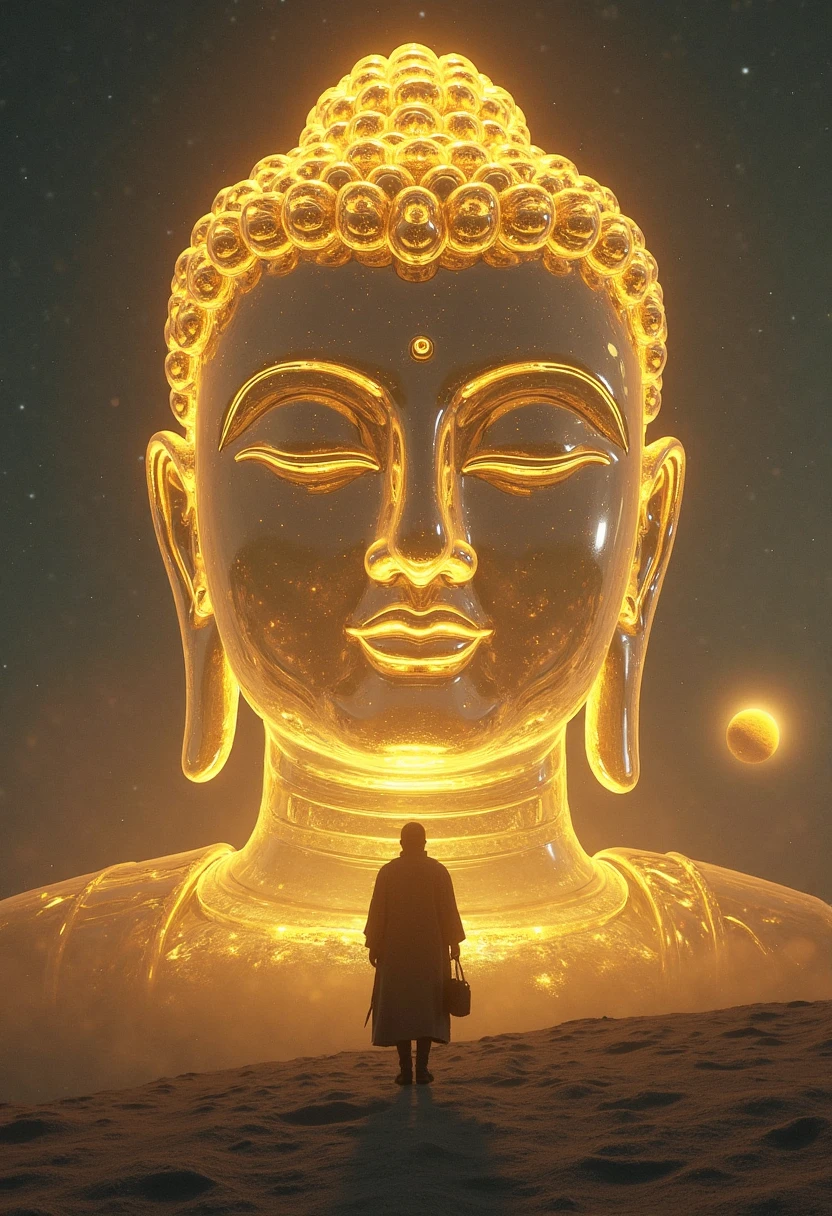 <lora:zyd232_BuddhaStatue_v1.1:0.8>, Budda Statue, half body, (light disk behind head:1.8), (in void:1.6), (photorealistic:1.4), (best quality:1.0), (ultra highres:1.0), 8k, RAW photo, (masterpiece:0.2), ultra-detailed, 1male, standing,