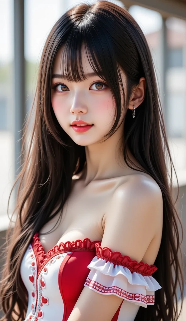highest quality, shape, Very detailed, In detail, High resolution, 8k wallpaper, Perfect dynamic composition, Beautiful details, dress,Random Hairstyles, Center of chest, Natural color lip, Random sexy poses,smile,Woman with perfect body，Little devil succubus，Bite