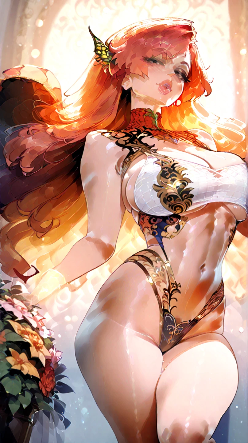 sexy, the sun, Artwork inspired by Dave Mckean, intricate details, oil painted