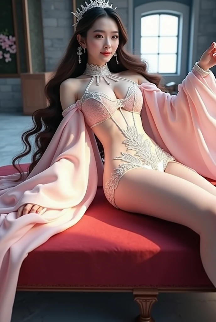 best qualtiy,tmasterpiece,A high resolution,1girll,Pink floral slip nightdress,Pink slip nightdress,Slip nightdress,hair adornments,choker necklace,jewely,beautiful face,Red high-gloss lipstick,Physically,Dingdall effect,realisticlying,Dark Studio,edge lit,twotonelighting,(highdetailskin:1.2),8K Ultra HD, Digital SLR, softlighting, high high quality, volumettic light, sneak shot, photore, A high resolution, 4K, 8K, Background bokeh,38D bust size,28 hips size,34 ass size