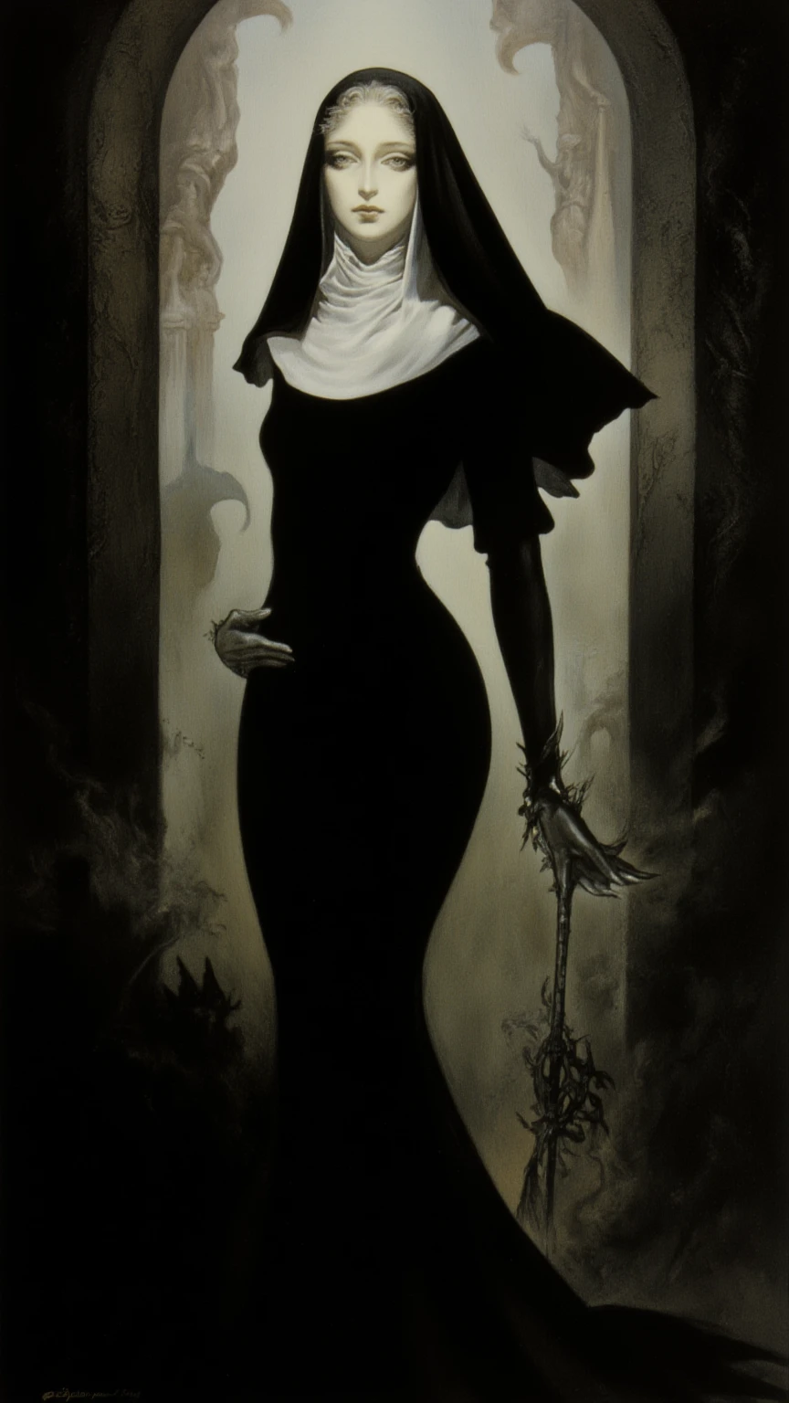 masterpiece, best quality, intricately detailed, a woman, beautiful, elegant, smile, iridescent long hair, bangs, skirt, shirt, long sleeves, frills, shoes, (red and black:1.4), flower, creepy, horror, skulls, long hair, black hair, candle, hair flower, solo, hair ornament, bone, sitting, doll, skull, skeleton, horror (theme)