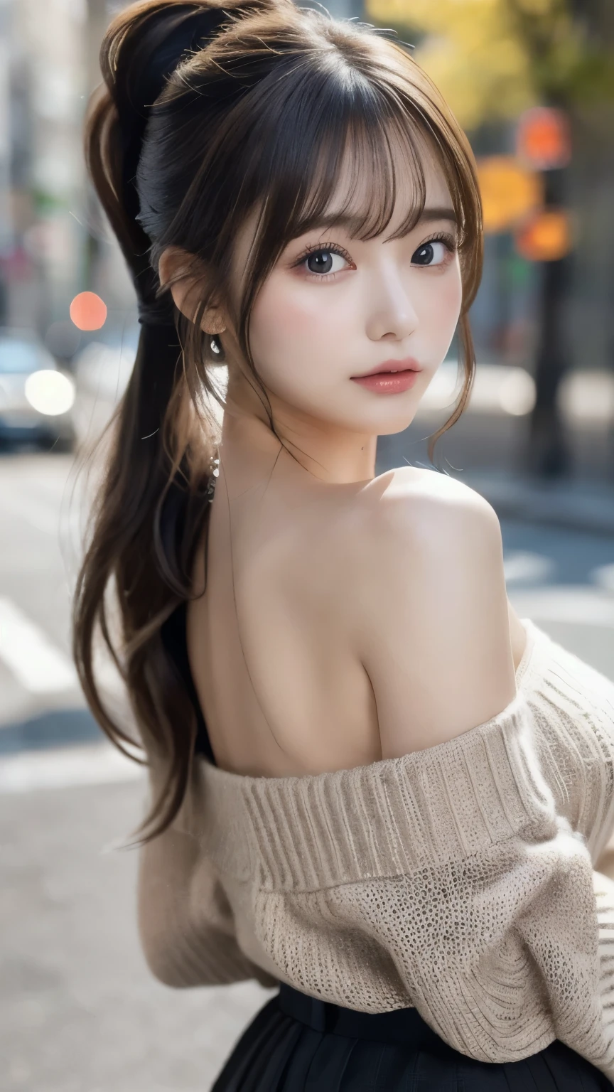 ((top quality, 8k, masterpiece: 1.3)), 1 girl, slender beautiful girl: 1.3, (random hairstyle, normal breasts: 1.2), ultra detailed face, detailed eyes, double eyelids, gray suit, happily walking through the business district