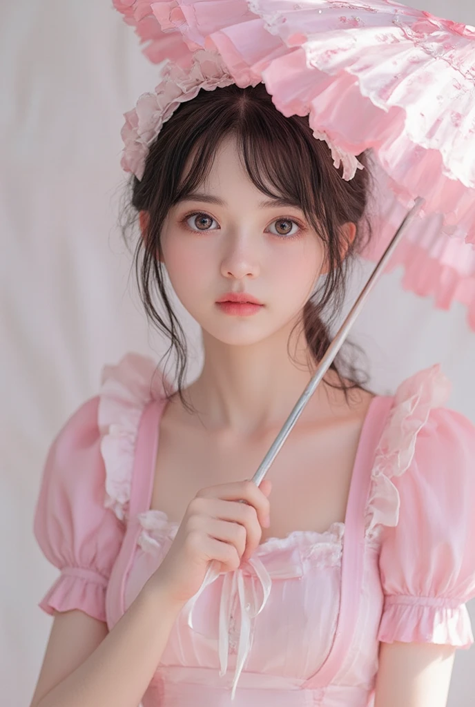 Best Quality,Masterpiece,ultimate resolution,velloso,extremely colorful,showy,big high school girl,long lolita dress, white shoes with socks,closeup of face