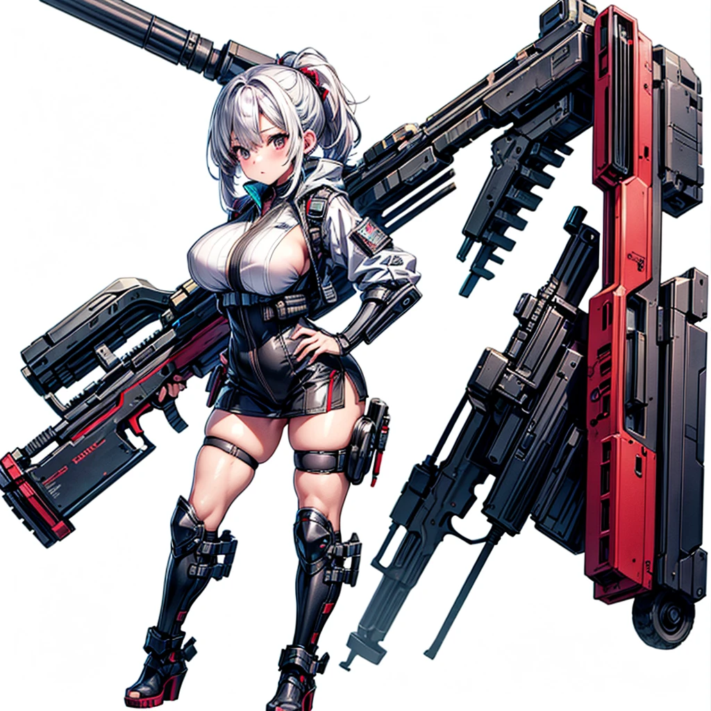 masterpiece, top quality, best quality, official art, beautiful and aesthetic,
1girl,Gatling gun,gun, shell casing, looking at the viewer, bangs, ammunition belt, gloves, ribbon, breasts,firing,
extreme detailed, highest detailed, optical mixing, playful patterns, lively texture, unique visual effect, <lora:gatling_gun_lora01:1>, full body, ruins background, factory,, masterpiece,ultra realistic,32k,extremely detailed CG unity 8k wallpaper, best quality