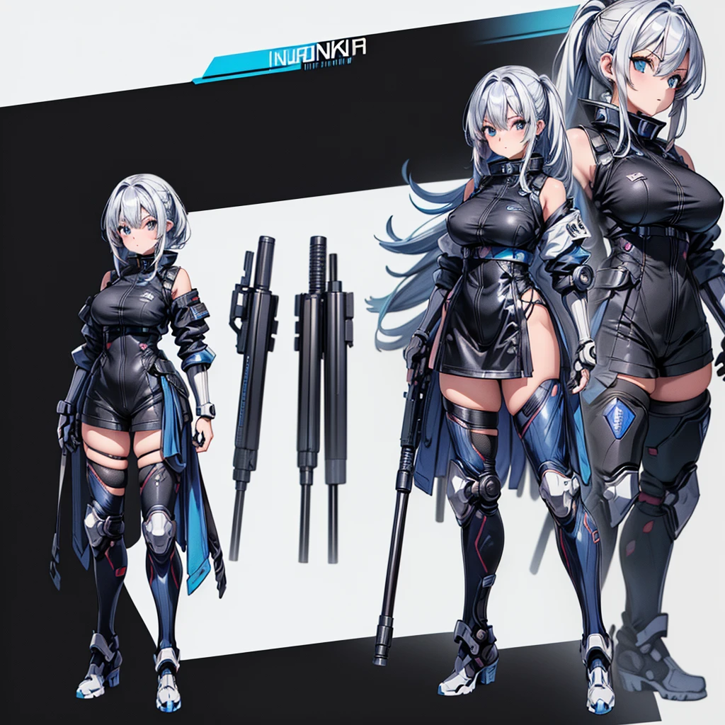 ultra-detailed, Explicit, Beautiful body, Beautiful Nose, Beautiful character design, perfect eyes, perfect face, ultra highres, 4K, beautiful legs, perfect legs, Nice hands, Perfect hand, Masterpiece, Best Quality, Highly detailed, illustration, absurdres, perfect anatomy, street fighter, doll suit, shadaloo doll, dollsuit, girls, multiple girls, expressionless, blank eyes, looking at viewer, red gloves, emotionless, black latex, corrution, mind control, female combatant, full body, hypnotized, unhappy trance, full body suit, ribbed bodysuit, both arms at side, obey, perfect female body, extremely glossy latex, hypnosis, hypnoLora, empty eyes, Mind control device, poses, submissive_pose, Slave, hat, necktie, stand up straight, standing, standing at attention, hat, necktie, belt, latex, ribbed bodysuit, thighhighs, garter belt, Fighting Stance, military, thigh boots, 1girl, Solo, Melfina , Black Summoner, light purple hair, long hair, blue eyes, hair ornaments, feather
