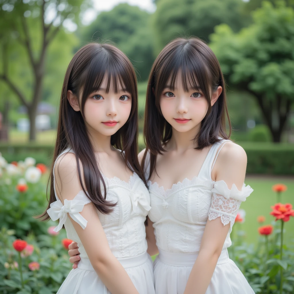 (kawaii face, amazing flat breasts), (Beautiful frills, lace costumes:1.3), (Best Quality:1.4), Realistic, extremely detailed CG unified 8k wallpaper, highly detailed, High-definition raw color photos, professional photography, Realistic portrait, Beautiful detailed, Close up portrait of girl, Outdoors, beautiful sight,  beautiful scenery, beautiful backgrounds, (Fine face:1.2),