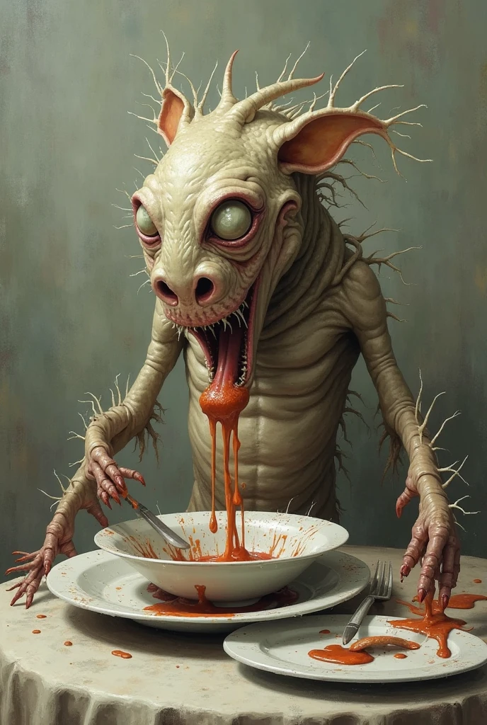scary picture,A child's head in a flower pot,No eyeballs,open open mouth,bleed,nigth