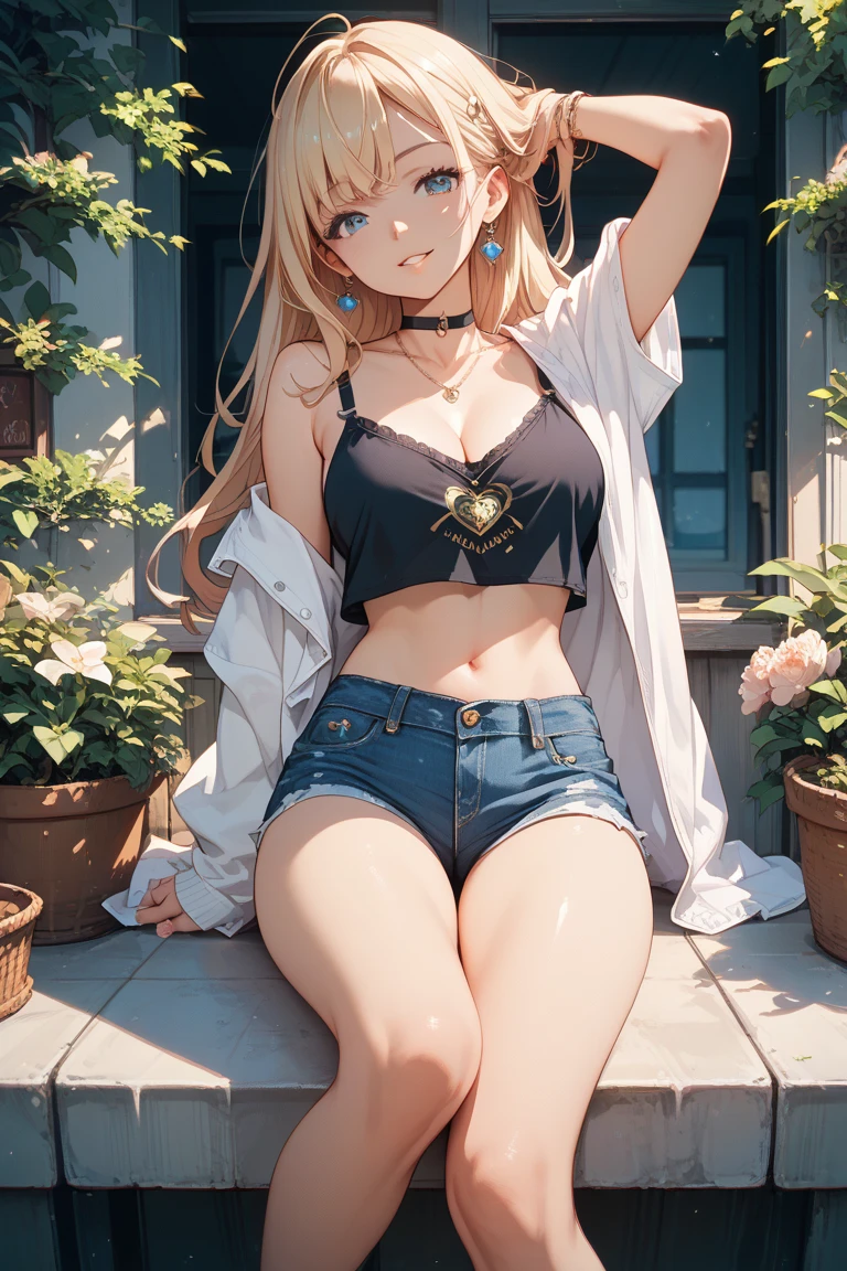 ((masterpiece)), ((Best Quality)), (Ultra-detailed), ((kawaii)), (Cuovely), ((Sexy)), (Ero), (golden ratio), ((Extremely detailed)), 4K, (8K), Best Quality, (Beautiful), Illustration, Anime style, Painting, Dynamic Angle, Cowboy Shot, (from wildcard:1.4), heavy outline, clear outlines, Gradation, (full body focus), (city), Cute little girl,1girl in, Solo, camisole, yellow hair, Beautiful random colored eyeeautiful eyes)), Slightly wheat-colored skin, random hair style, Buttocks, glasses, (cool), (blush:1.5), sparkling effect, Lens Flare, shiny-glistening, gleaming