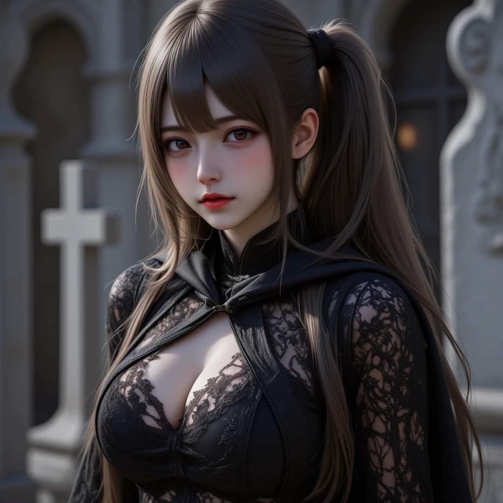 8K,((Best Quality)), ((masutepiece)), ((Realistic)), personification of a young spider, 10years old girl, artistic anatomic hands, Artistic anatomy, Black eyes, Female face, , Trending on ArtStation, Sharp Focus, studio, Intricate details, Very detailed, Detailed eyes, Illustration, Very detailed, Sharp Focus, a digital rendering, Professional, 8K　Beautiful expression　超A high resolution　very small breasts,real looking skin,spider dress,gorgeous dress,Mischievous smile,spider-shaped hair ornament,Spider crest,Precise heraldic work,10years old girl,