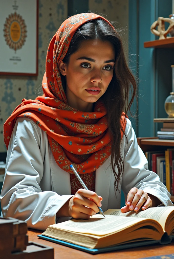 Front side beauty woman hijab worker