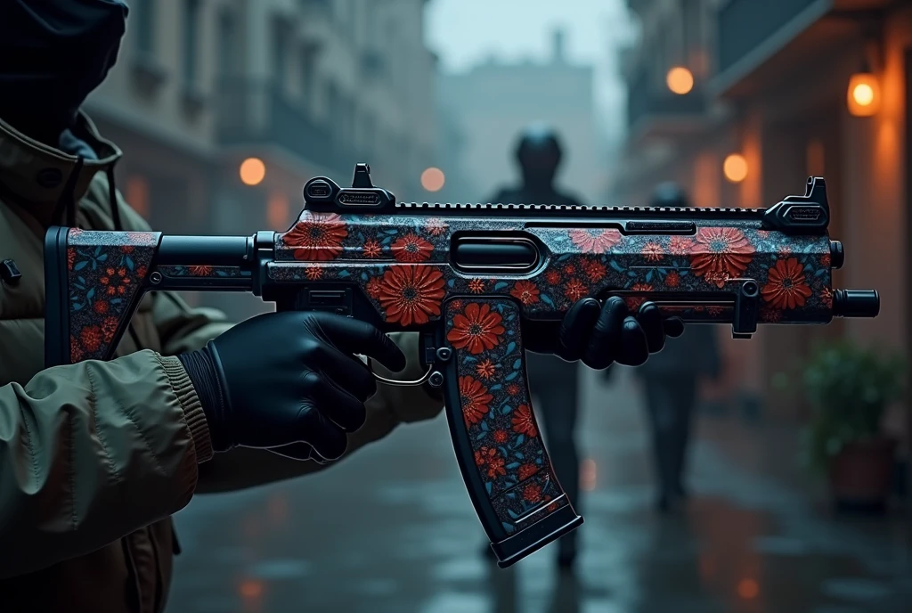 POV Shot Of Call Of Duty Warzone Hands Holding Colorful Gun Camo