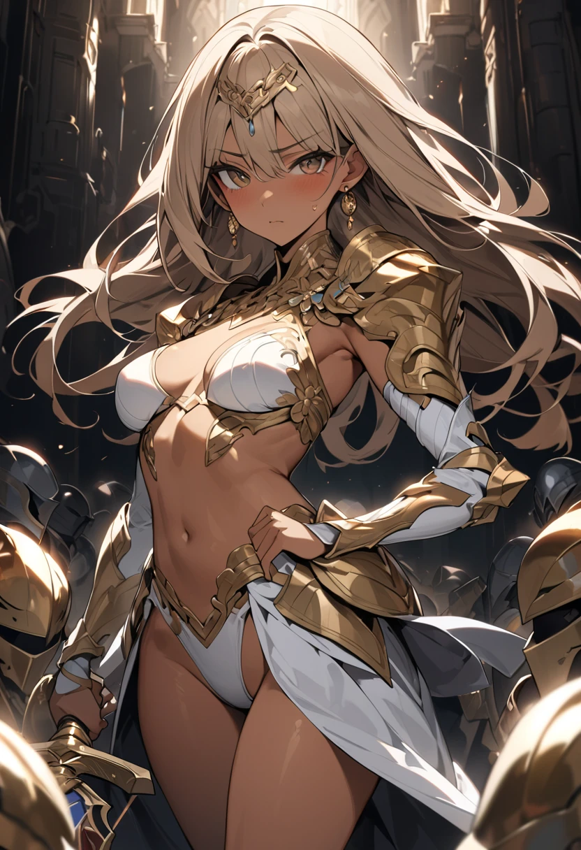Valkrie, goddess of war, warrior, sexy,medieval golden armor,sensual light