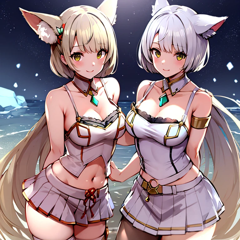 BLADE_NIA, masterpiece, high resolution, two nude anime girls, lesbian kiss, blushing, perfect body