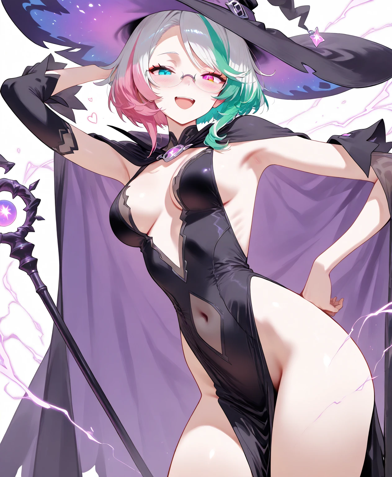 1girl,small,solo focus,,glowing magenta eyes,colored sclera,white hair, long hair,(((pale skin,extremy white skin,hair over one eye))),, sharp teeth, open mouth,(((medium tits,glossy thighs,)))sexy,((cleavage, white bra,white jacket showing belly and panties)),night,(((villain,psycho,villain smile, psychopath,))),hd,masterpiece,4k,halo pink,(((floating in front a stones ruins in night))),