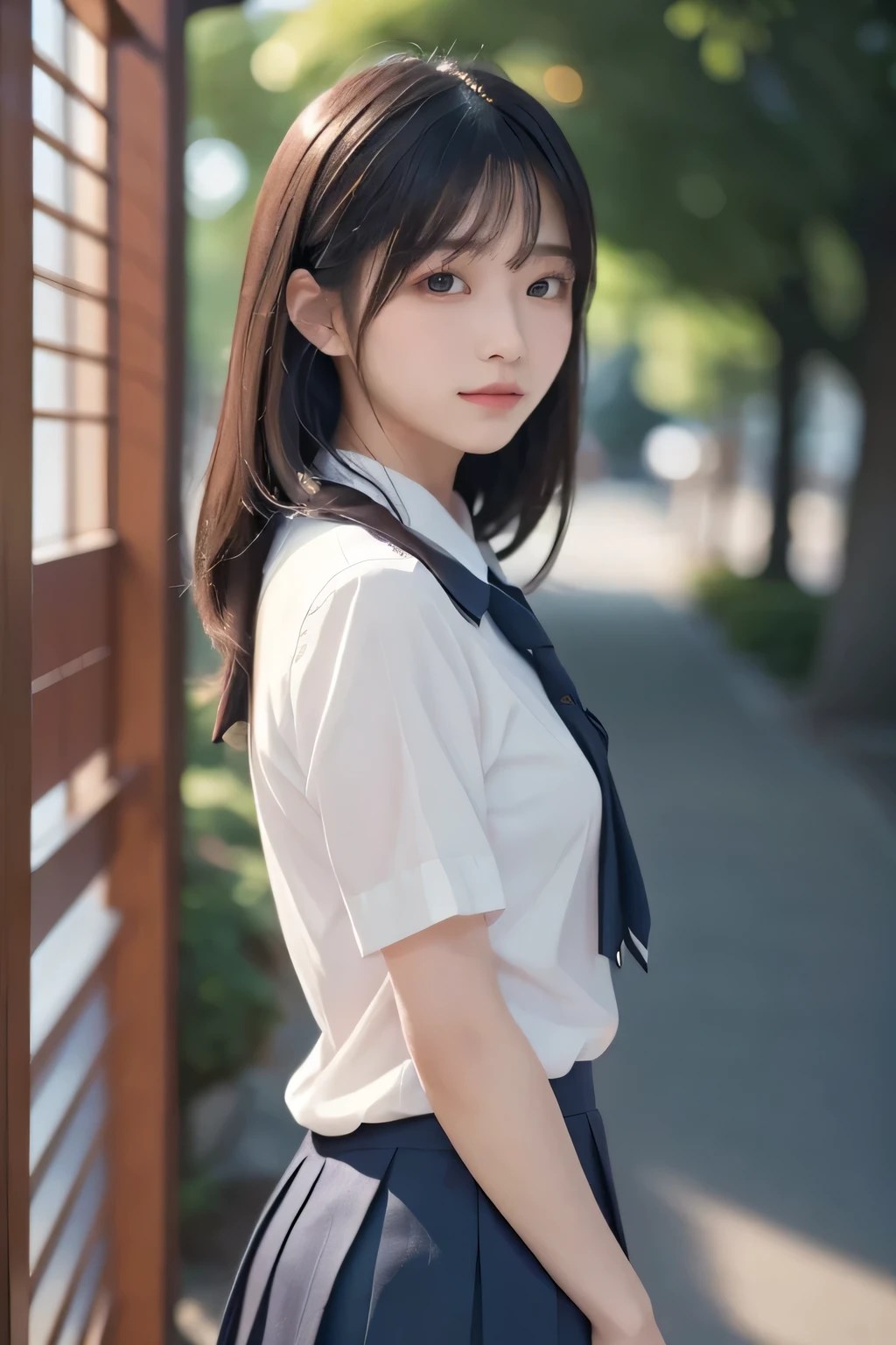 masterpiece, best quality, extremely detailed, (realistic, photo realistic:1.2), high resolution, RAW photo, 8k, Asian girl, 16yo, Super long hair,bangs,Slender、school uniform、Checked mini skirt、Mid-chest、Pull on clothes, pull on panties, pull on shirt, pull on pants, pull on bra, lift clothes, lift shirt, lift sweater, lift bra, be pulled by others, be lifted by others, Undressing another person, hands, POV hands,
