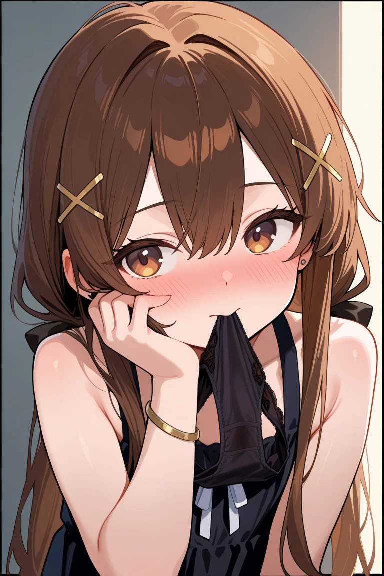 ((masterpiece, best quality)),high resolution, ultra detailed,8k,16k, detailed background, perfect lighting,detailed beautiful eyes,1girl,solo,nsfw,embarrassed,blush,look at viewer,bottomless,fisheye lens,(steam,sweat,from above:1.2),
sitting,(show off pussy,cowboy shot,from front:1.4),in heat,open mouth,wavy mouth,(slender,kawaii),(amber \(genshin impact\), brown eyes, brown hair, long hair, red hair ribbon,small breast,short_body,highlight in eyes,thin pubic hair,flat color),nude