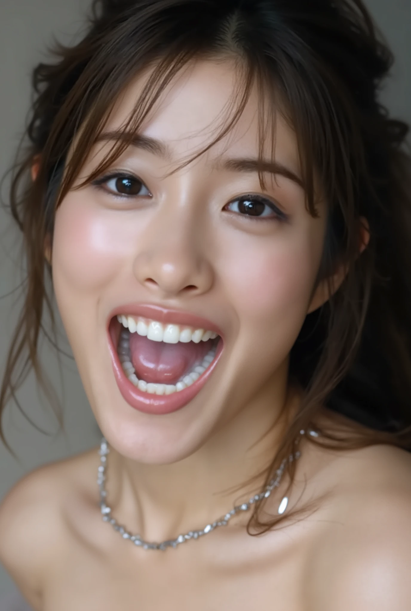 High Resolution Photos of Japanese Women , photorealistic, masterpiece, great quality, Intricate Details , professional lighting, alone, 1 girl , detailed face, seductive face, ( White semen in my mouth drips, open your mouth :1.4), raise her chin, indoors,nsfw, nudes,