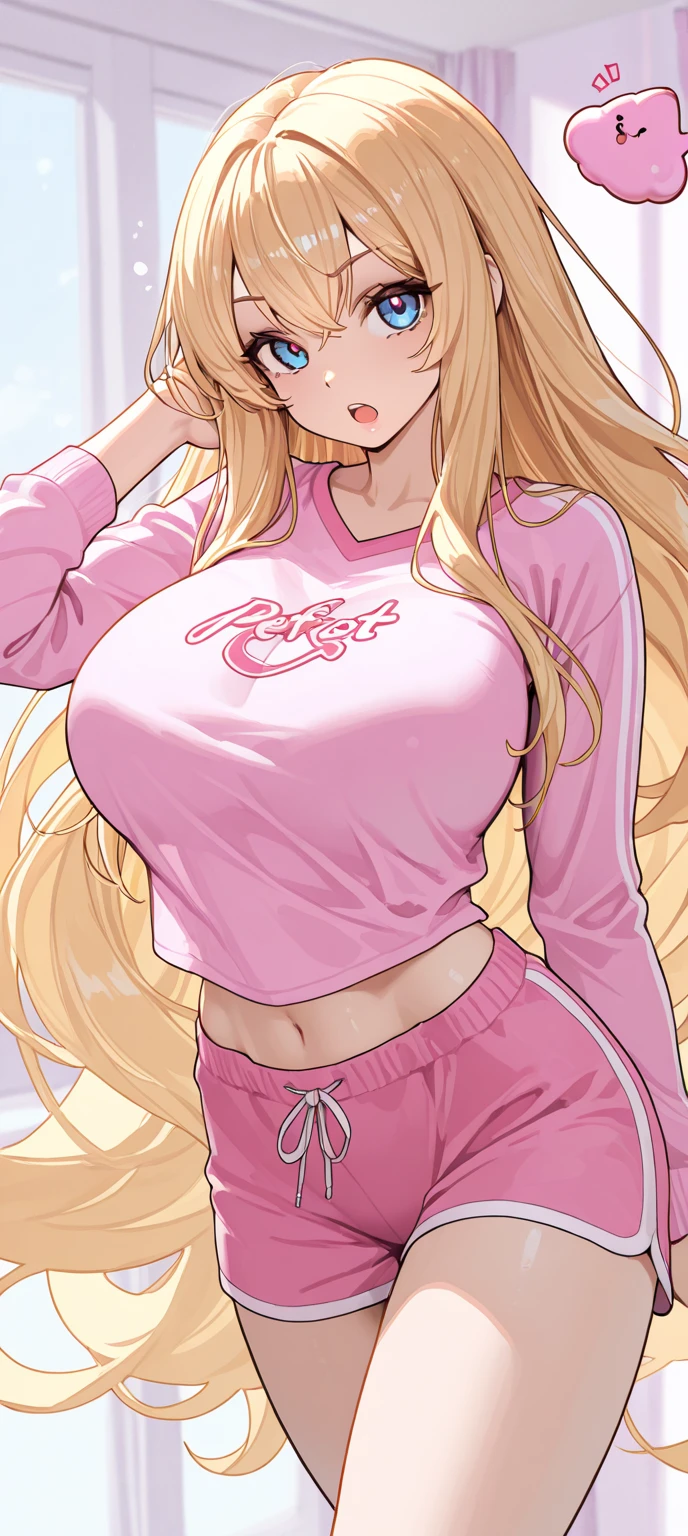 (Masaki Kyoko,gyaru))、glamorous,nsfw,,((pink tight bodycon, high neck collar )),