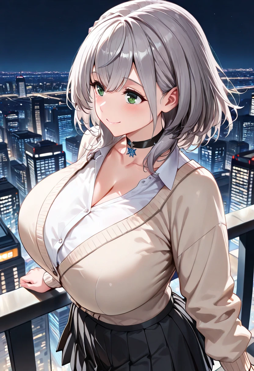(best quality:1.5, highres, UHD, 4K, detailed lighting, shaders), white and blue haired, gradient hair, large breasts, suit, gray shirt, social shirt, short skirt, mature woman , (pov), white background, colorful eyeshadow, dramatic lighting, sparkling eyes, sensual expression, golden earrings, flowing hair, delicate facial features, dark skin, high cheekbones, raining, urban setting, white background, dont look for the camera, lean forward, wet  by the rain.