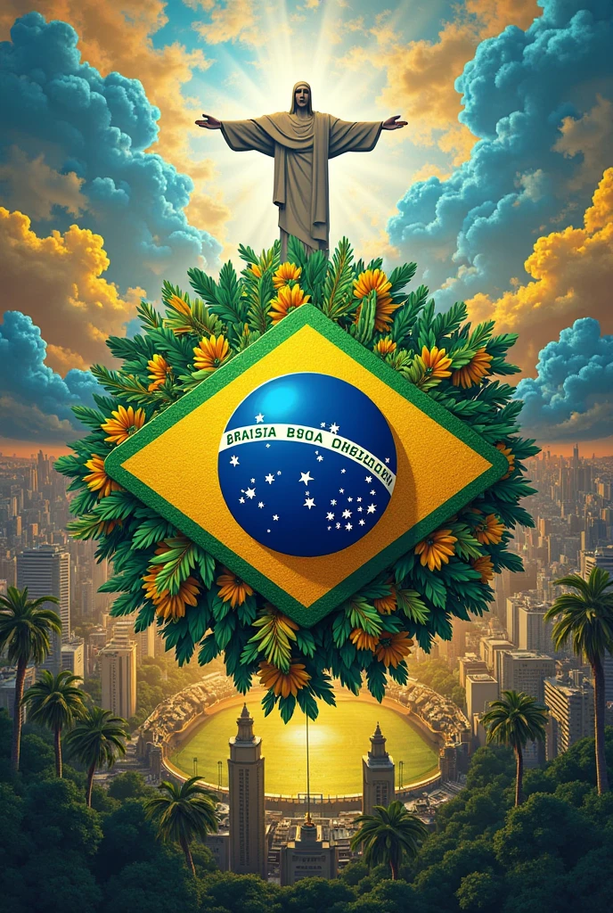 A logo image for my TIK TOK profile, my channel name is "The kingdom" and this image must contain characteristics of the kingdom of heaven and also characteristics of patriotism towards Brazil 