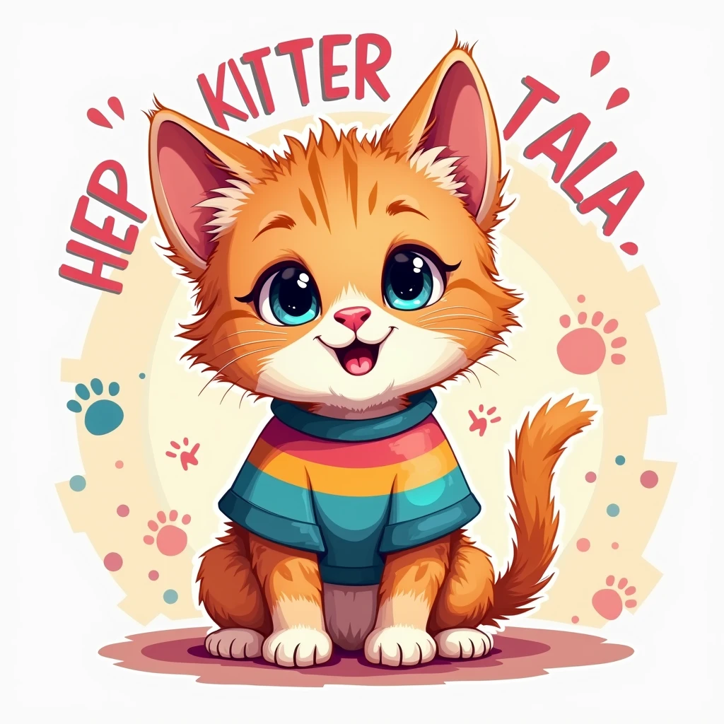 A female girl with yellow blonde hair and brown eyes with a cute t-shirt with a fish on it and some fuzzy pants and a cute smile and with a cat ear headband and holding a cute kitten