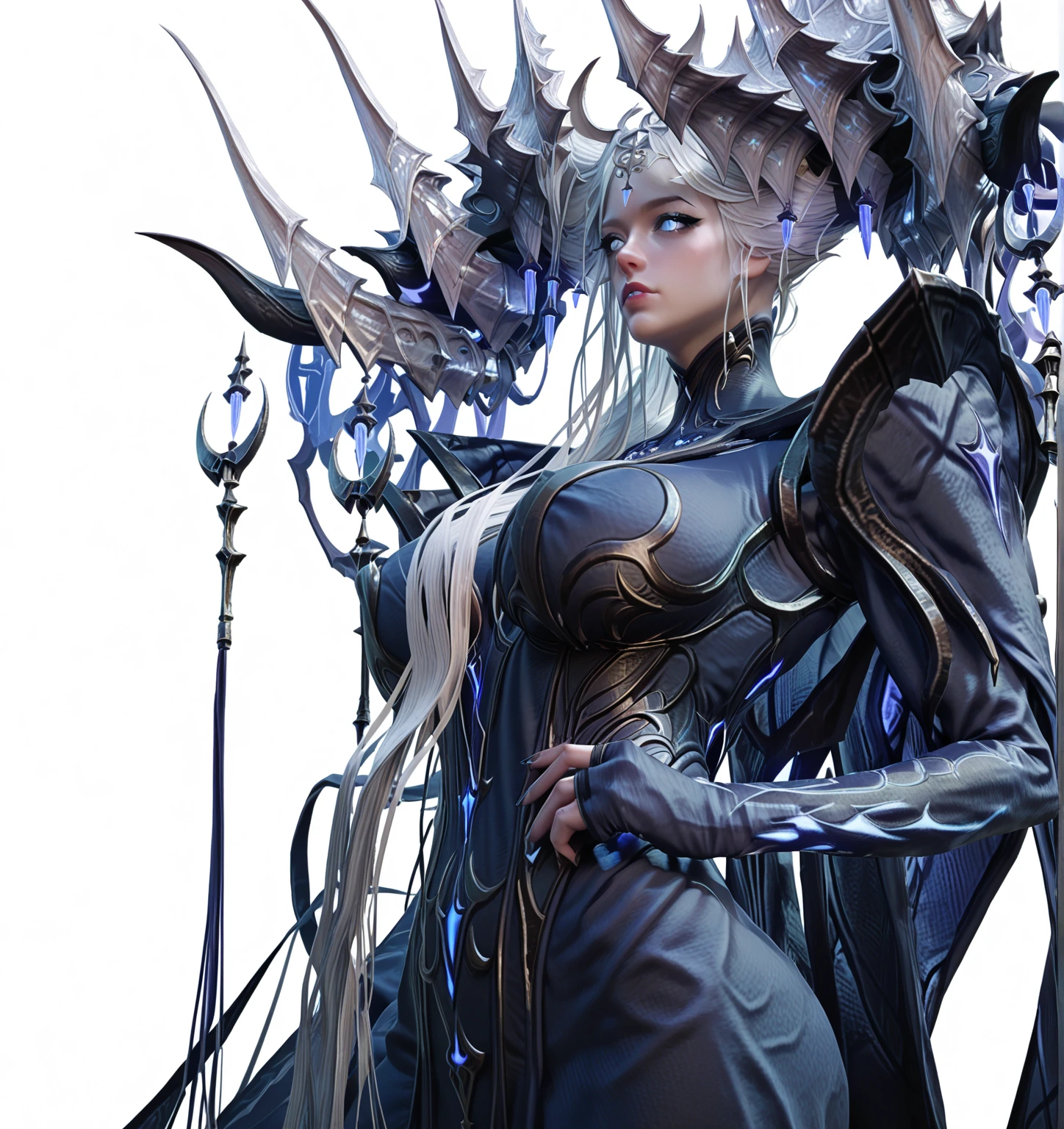 blue samurai girl, very short brunette hair, with sexy blue samurai armor on his back, showing your back, katana sword