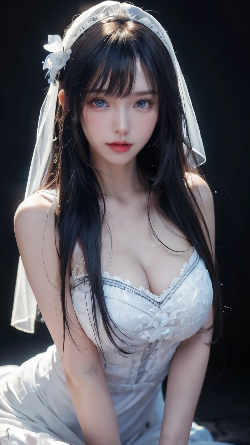 huge tit,White vacuum wedding dress,beachside。