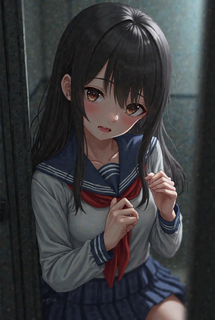 Masterpiece、Highest quality、1girl、Standing at the edge of the desk、Super detailed、nsfw　Black Hair　Ahegao、Drooling　Schoolgirl uniform、Navy Skirt　standing、Standing and on all fours、Put your hands on the desk、He pressed his lower body against the corner of the desk.、机の端角にPussyをくっつける、vagina、Pussy、clitoris、A lot of semen、table sex、SEX、Desk Sex、Masturbation、机の端角を使ってMasturbation、Insert、Intense sex　classroom、Sunset