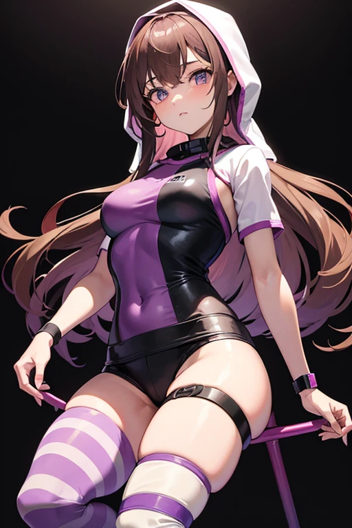 16 year old girl with long black wavy hair and purple eyes with manipulation powers, forehead injury in UA Boku No Hero Academia