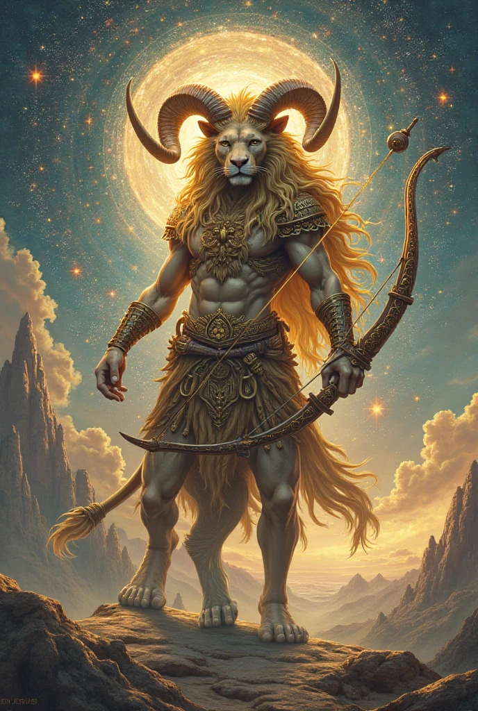 A muscular goat wearing a muscular crown and wearing the clothes of a god, a light blue cape, stepping on 2 pennants, one green and the other red, and with one hand holding a light blue pennant saying LX SUP