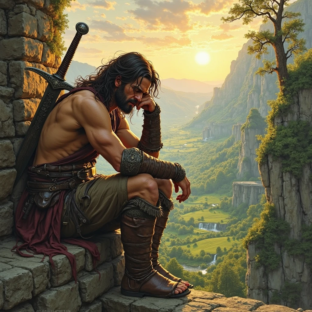 man who looks like caveman Jesus Christ shitting on a rock that has a hole in it que se vea que está cagando