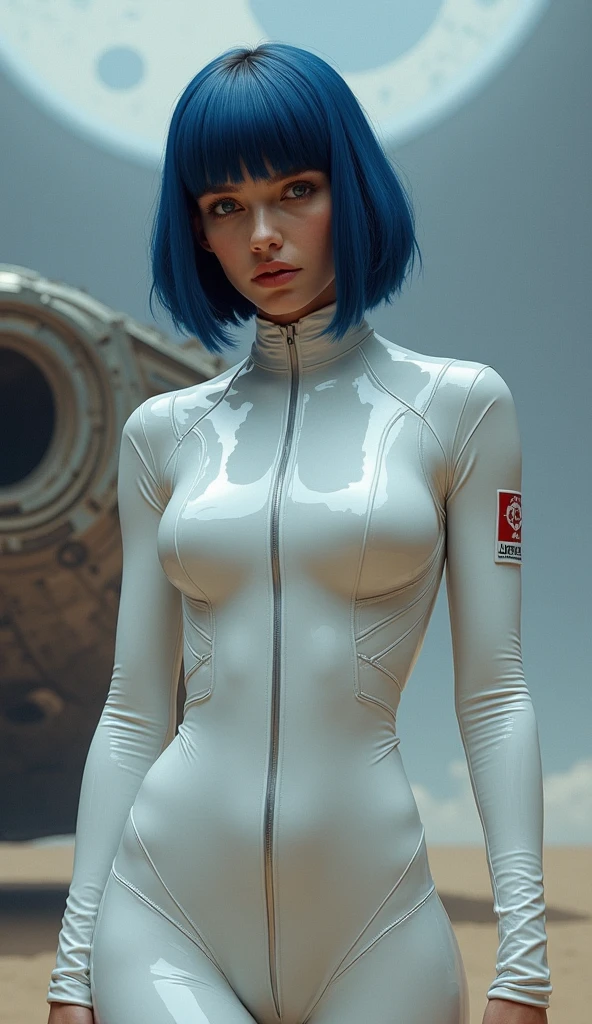 (best quality,4k,8k,highres,masterpiece:1.2),ultra-detailed,(realistic,photorealistic,photo-realistic:1.37),evangelion anime style,anime screencap,1990s_(style),ayanami rei,1girl,beautiful detailed eyese,beautiful detailed lips,blue hair,blue sky,bodysuit,breasts,cloud,cloudy sky,day,interface headset,light smile,medium breasts,outdoors,pilot suit,plugsuit,red eyes,short hair,sky,smile,solo,white bodysuit,yellow eyes.