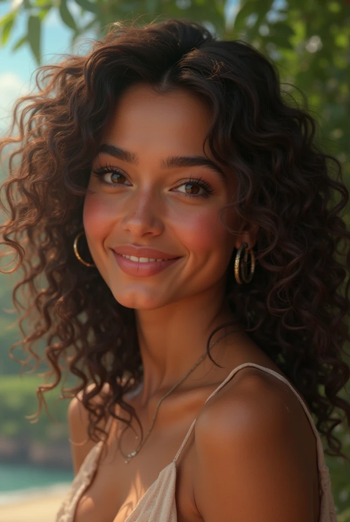 instagram photo, Close up portrait of a young French man in a dress。, Beautiful face, makeup, Night City Street, Bokeh, Motion Blur、Smiling eyes、Curly hair with thick braids、((Body Portrait))、