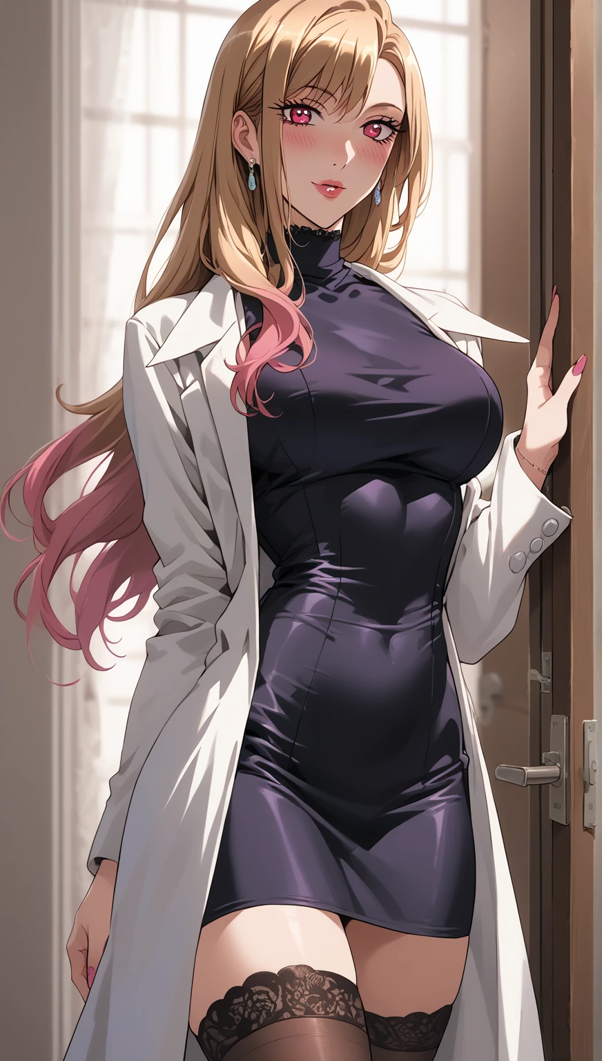 solo,photorealistic,masterpiece, best quality, detailed,looking at viewer,full body,huge breast,perfect female body
 <lora:persicariaNeural_10:0.8>persicaria,lab coat