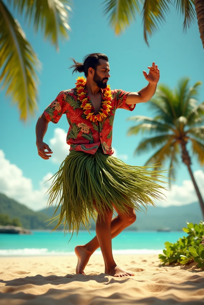 HD,4K,man,Date Rock Hairstyle,smile,hippie outfit,Age 37,Smoking marijuana,island,sunset,5 fingers,uncrippled,