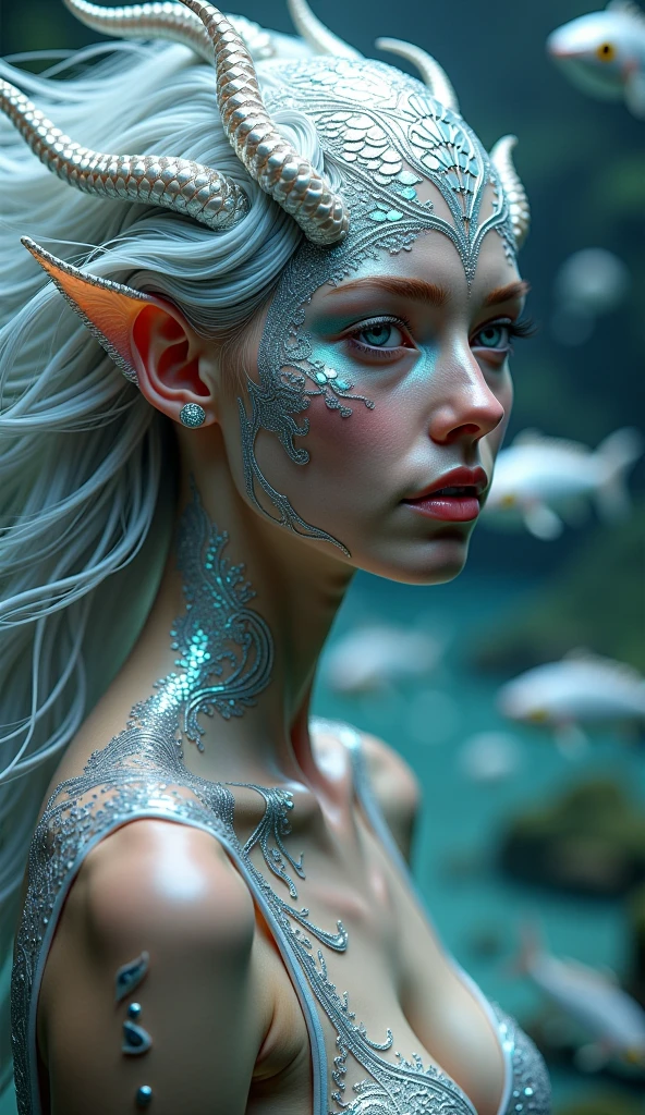 professional artistic creative close up photography in the style of detailed hyperrealism, (stunning beauty, albino natural girl with intense gaze and perfect fitness body:1.4), (swollen textured lips closed mouth:1.3),(Tomokazu Matsuyama:0.1),(Ellen Jewett:0.3), Al Williamson,richard avedon,etam cru, hyper detailed