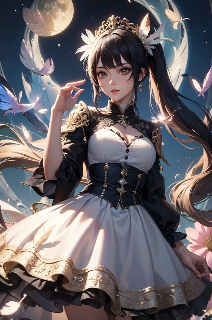 One Girl、Looking at the audience、
Beautiful Pink Eyes、brown short twintail hair, Mole under the eye、Plump and glossy lips、Heart-shaped choca、Idol、she is name May , smile、ー、。.。.。.。.。.。.。.。.。.。.。.。.。.。.。.。.。.。.3D、Realistic、
idol costume、short skirt,Drape clothes、gem、The decoration has been removed、Floral、Lace trim,On the glittering stage、
masterpiece、highest quality、8k、Detailed skin texture、Detailed cloth texture、Beautifully detailed face、Intricate details、Very detailed、
超A high resolution、8K Ultra HD、Film Grain、Best Shadow、delicate、Staring at the audience、front