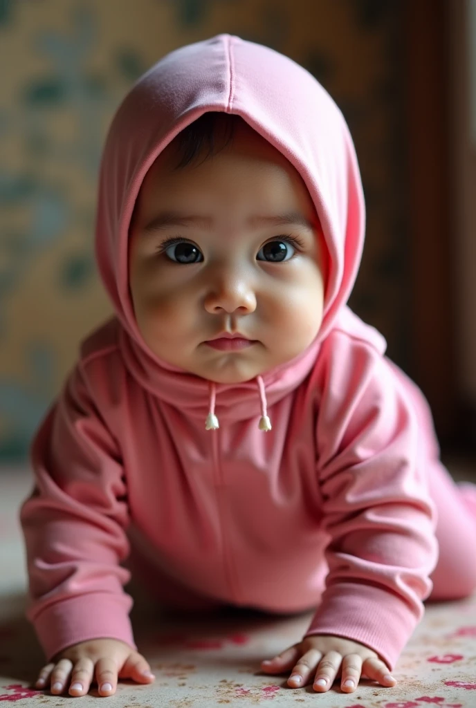 (HIJAB ), Skinny pink satin hijab girl naked (SHINY DARK SKIN), SADNESS , teddy bear