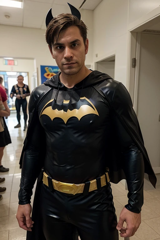 The Batman suit is a sleek and intimidating black jumpsuit made of a durable, high-tech material.
The suit is adorned with a distinctive yellow utility belt around the waist, complete with various pouches and compartments for Batman's various gadgets.
The chest emblem is a bold, gold Bat-shaped symbol, which serves as a beacon of hope and a reminder of Batman's commitment to justice.
The suit itself is a matte black finish, with a slight sheen that hints at the advanced technology integrated into the fabric.
The gloves are long and gauntleted, with built-in claws that can be extended for combat or climbing,neon armor