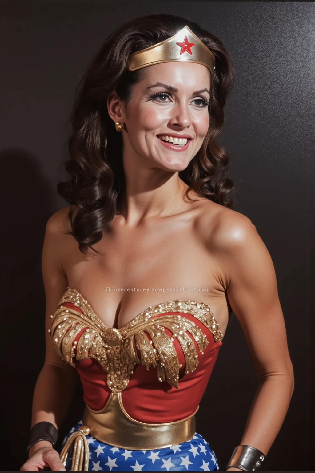Exquisite, masterpiece, fine, dramatic light, intricate details, extremely realistic (absurd, high definition, super detailed), solo, 1 girl, mature, upper body, long-haired girl, brunette girl, hanshu, fantasy, winter, smile, ultra-detailed eyes, ultra-detailed face, ultra-detailed dress
