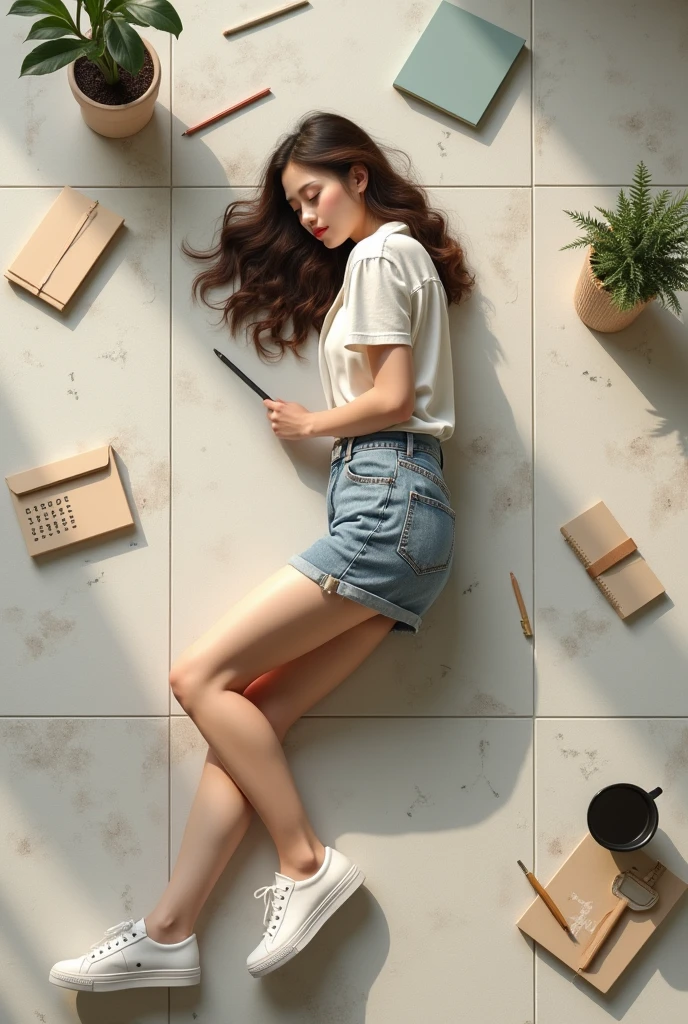 best quality, Masterpiece, Ultra high resolution, raw photos, soft light, beautiful and beautiful, (realistic: 1.4), (Newspaper background: 1.5), sports shoes, 1 girl sitting on a pile of newspapers, (A lot of white newspapers are stuck on the background.: 1,2), alone, Hands between the thighs, looking at the audience, stand,
  