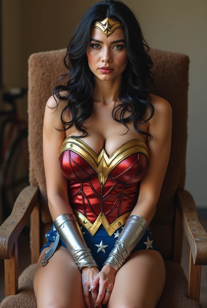 Wonder woman tied on chair