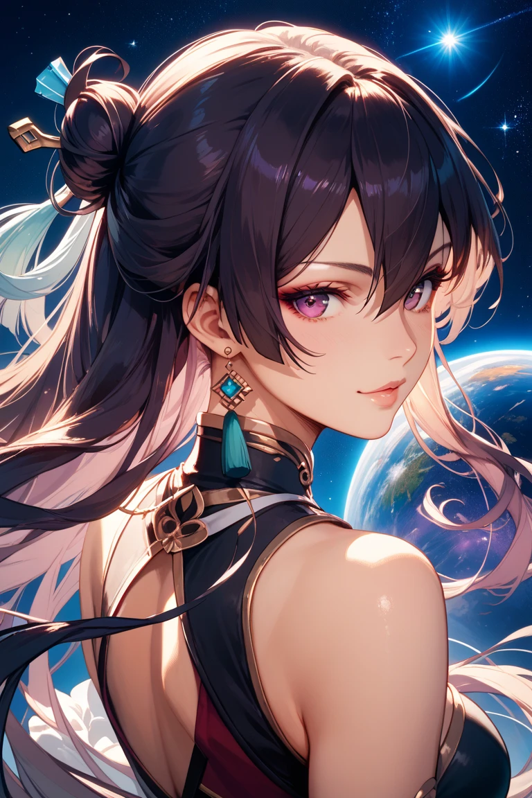 top-quality、Top image quality、masterpiece、masutepiece、Elaborate design、visualart、high contract、The best lighting、highestdetailed、Beautiful universe、Broken Earth、spaceships、black hole、Beautiful outer space、Distorted Moon、Exploding sun、Flowing stars々、tornado、Evil creatures、Blue flash、Red flash