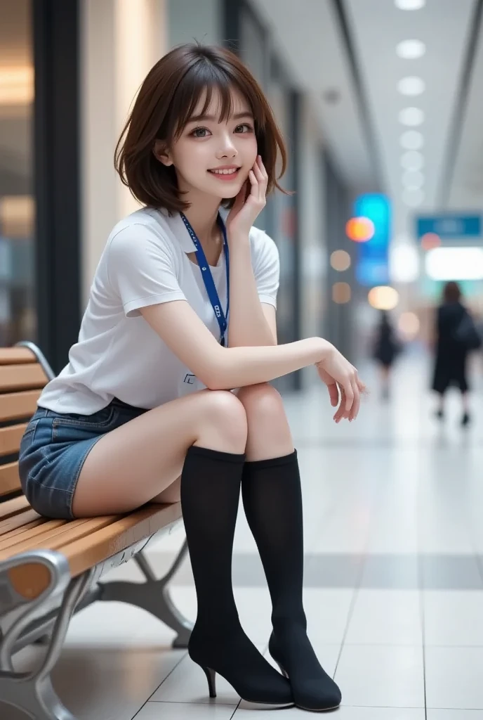 (Wearing a dress shirt and business jacket:1.8),look at the camera with a smile、(Wearing panties)、woman, 20-year-old, Short Hair,Please expose my panties...、(Lace panties)、(Tilt your head a little)、Detailed skin、Detailed skin、Detailed Sweat