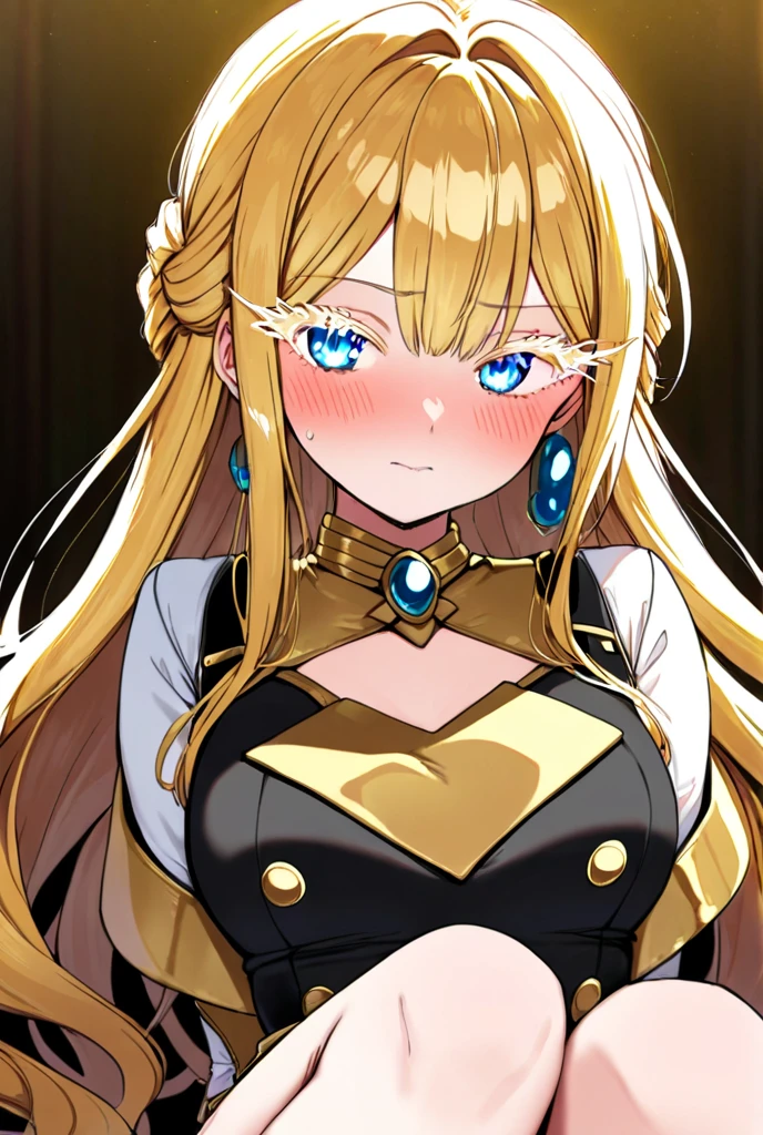 18 year old beautiful girl, Big eyes, Large breasts, Petite and slender, 8K, of the highest quality, (Highly detailed head: 1.0), (Very detailed face: 1.0), (very detail hair: 1.0), maid clothes, high detailed official artwork, anime moe art style, clean detailed anime art, Smile, Golden hair, Smooth long hair