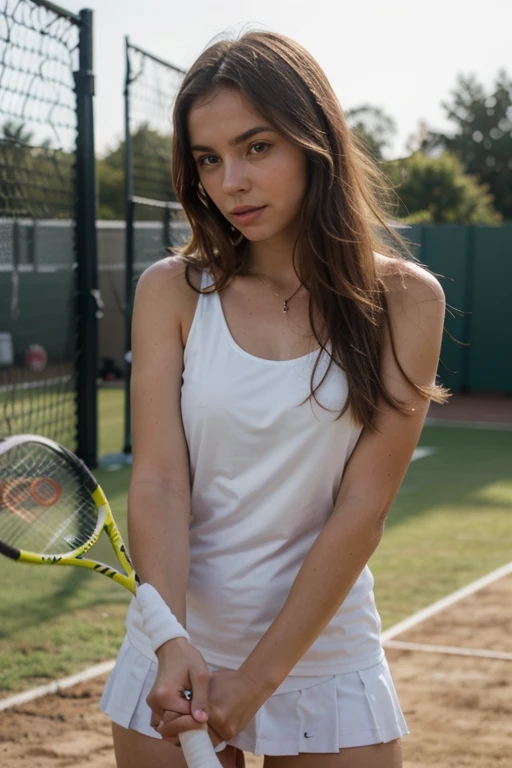 1girl, Alone, sad, crying, very sad, tennis outfit, 