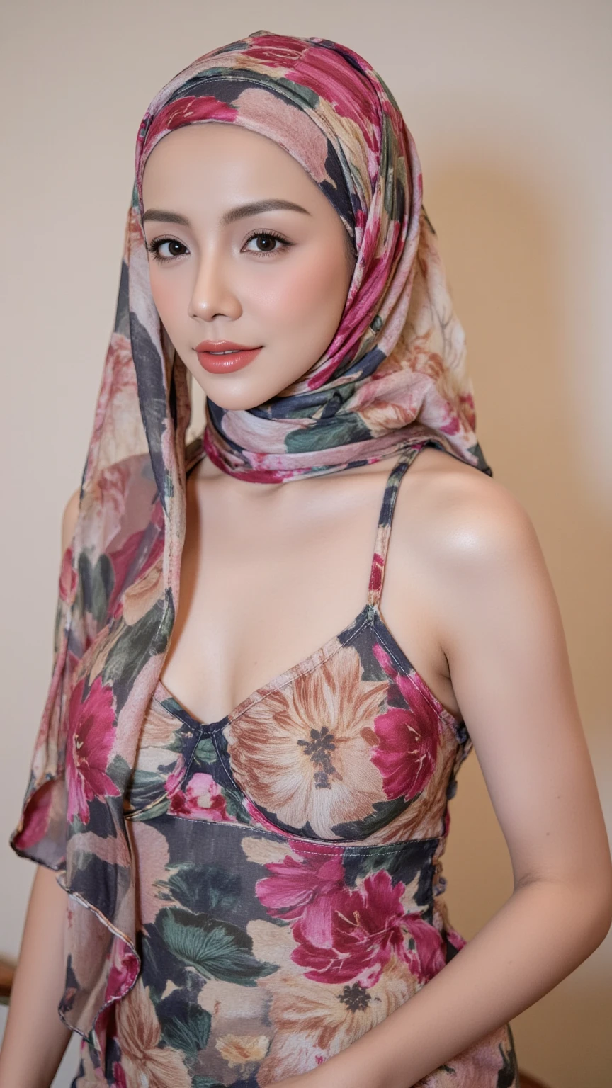 ((NAKED CHEST:1.8)), ((Lace)), (Happy smile), (((FLUORESCENCE GREEN HIJAB MALAY GIRL))), masutepiece, High quality, UHD 32K, Realistic face, Realistic skin feeling , A Japanese Lady, 58 years old matured laVery cute and baby-like face, (((FLAT CHEST))), (Night time at forest), ((look In front at the camera and SADNESS)), (((CUTE GIRL))), (((GREEN FLUORESCENT))), ((Floral Pattern)) little wearing strapless bra, strapless colorful bra, dark night background , black forest night, horror scary place, (from behind up) seductive pose