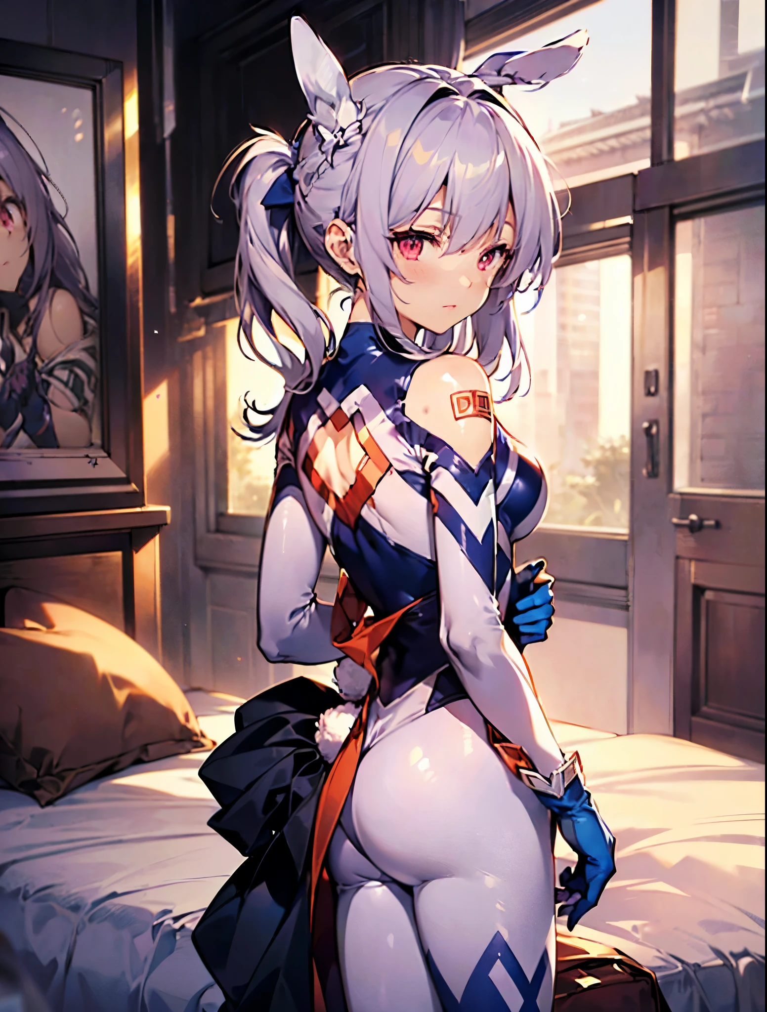 ultra-detailed, clear, beautiful body, Beautiful nose, Beautiful character design, perfect eyes, perfect face, very high, 4k, Beautiful legs, perfect legs, good hand, perfect hand, Masterpiece, best quality, Highly detailed, illustration, nonsense, perfect anatomy, street fighter, doll set, Chadaloo Doll, doll set, expressionless, ดวงempty eyes, look at viewer, red gloves, Emotionless, black Latex, corruption, mind control, female warrior, full body, hypnotized, ความมึนงงที่ไม่haveความสุข, full body suit, ชุดบอดี้สูทแบบhaveจั๊ม, Both arms are at the sides., obey, perfect woman's body, extremely glossy Latex, hypnosis, Hipnolora, empty eyes, mind control device, Poses, give up_Pose, slave, stand straight, stand, stand at attention, have, necktie, belt, Latex, ชุดบอดี้สูทแบบhaveจั๊ม, thigh high, garter belt, fighting posture, Extend your right arm away from your shoulder into the air with your hand straight., soldier, Ankle boots, 1 girl, hair accessories, white hair, long hair, golden eyes, (((pixel perfect, detail-perfect))), alone, 1 girl, Fairy Knight Lancelot, Melousine, fortune/Grand Order, very long hair, ponytail, Side lock, Fork Eyebrow, smooth, wing, tail, greet, greet, soldier greet