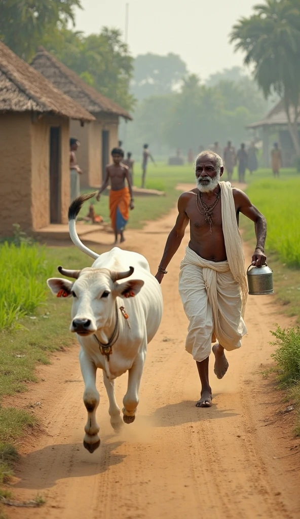 A Peaceful Indian Village In The Early Morning A White Cow Named Suni A Peaceful Indian Village In The Early Morning A White Cow Named Suni
