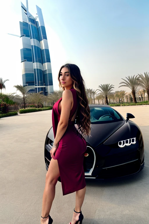 I'm standing near an expensive car wearing glasses in Dubai